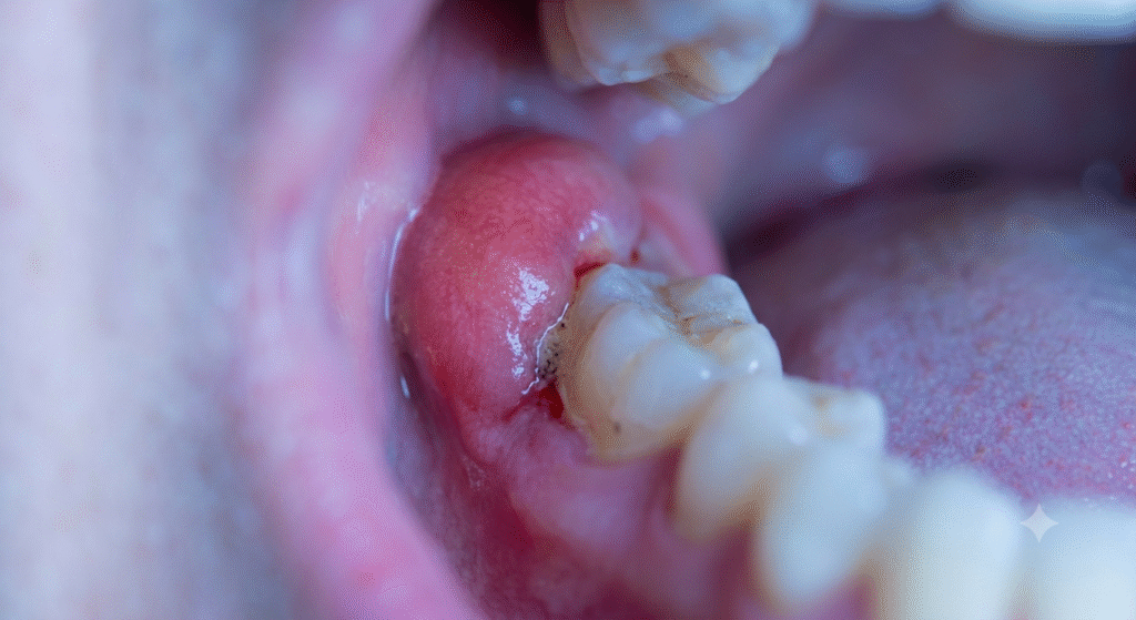 why is my gum swollen around one tooth in the back