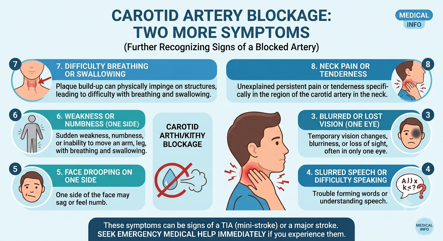 what are the symptoms of a blocked artery in your neck