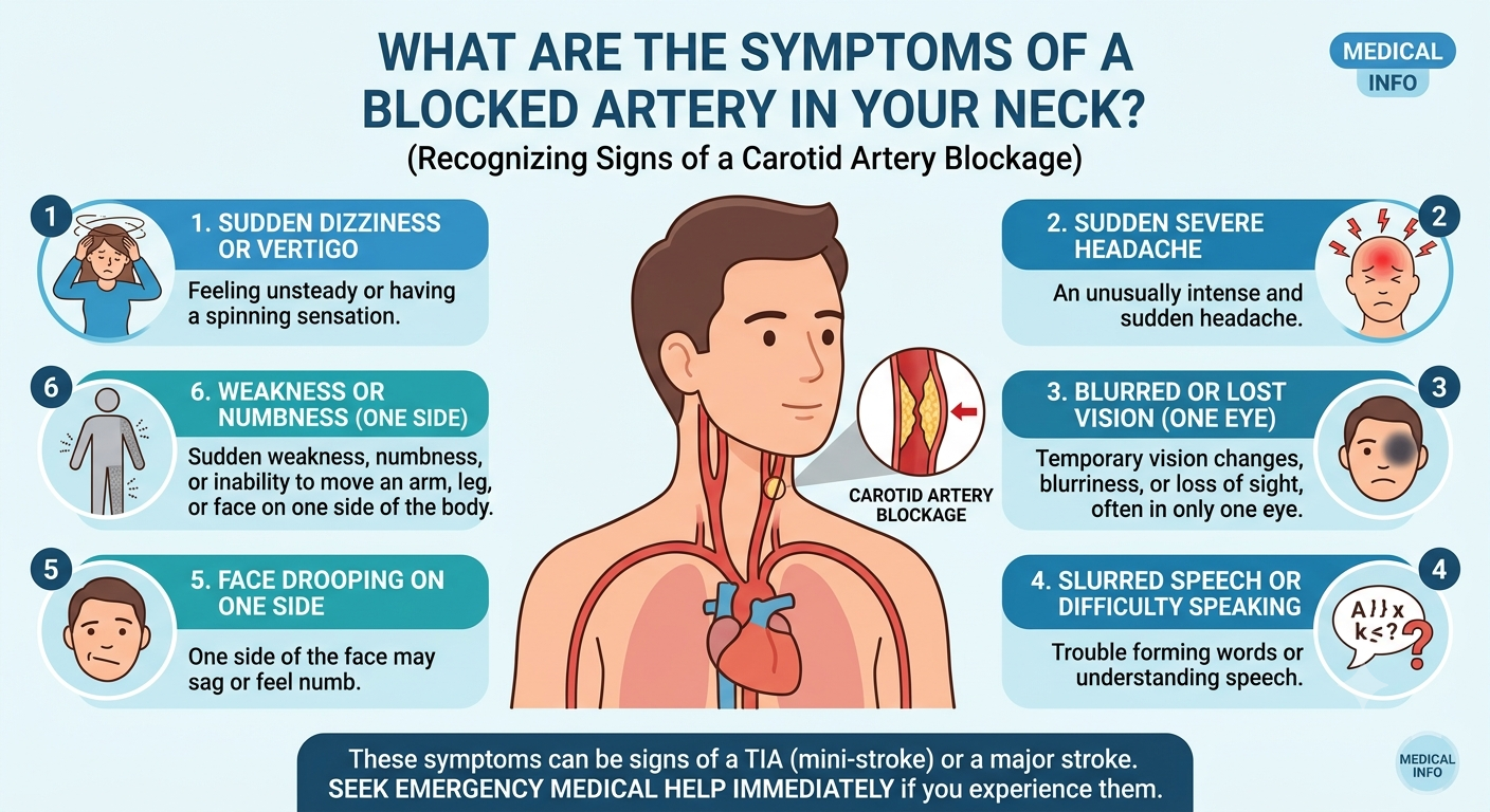 what are the symptoms of a blocked artery in your neck